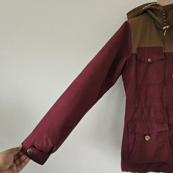 Picture Organic Clothing Burgundy Tan Kate Plaid Lined Ski Coat